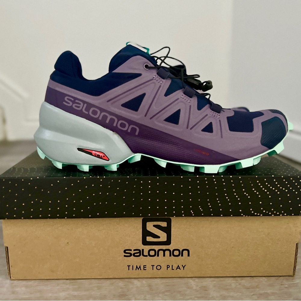 Salomon Speedcross 5 Trail Shoes - Purple/Navy/Aqua, US 6.5-7/EU 38/UK5